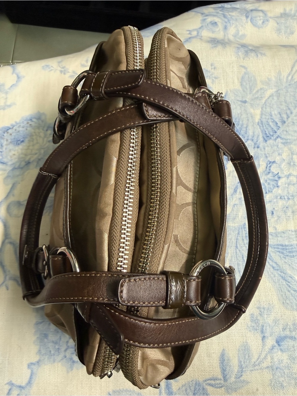 Men's Brown Dual-Zip Tote Bag